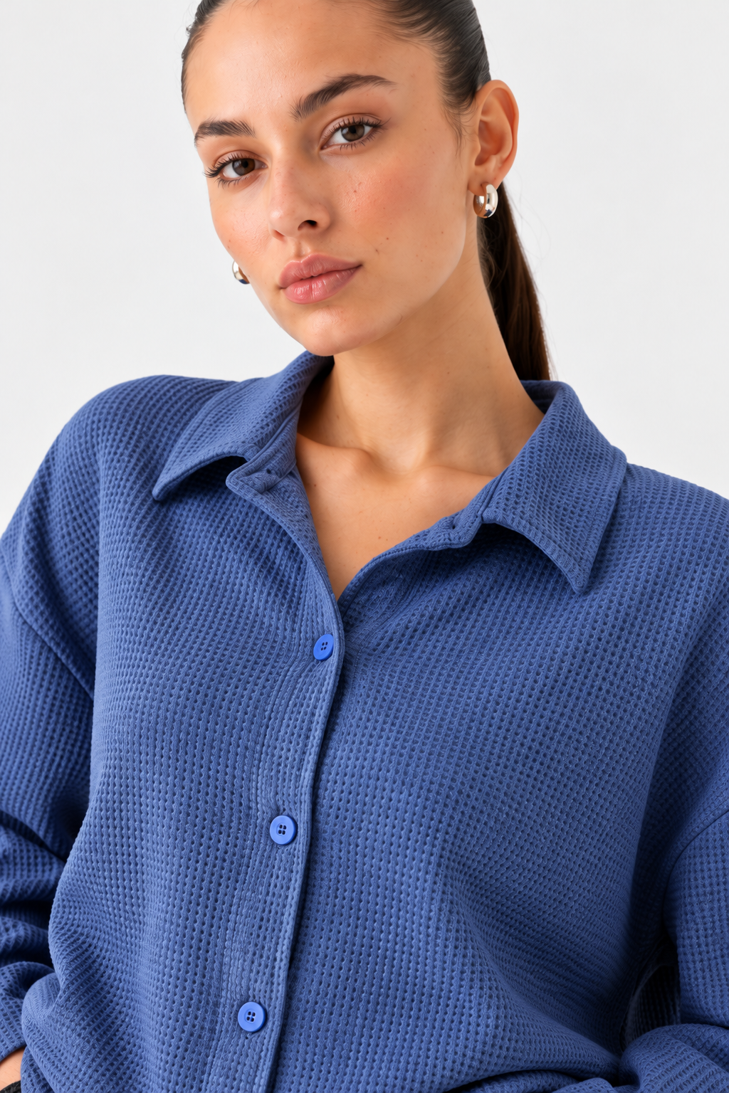 Blue Waffle Button Down