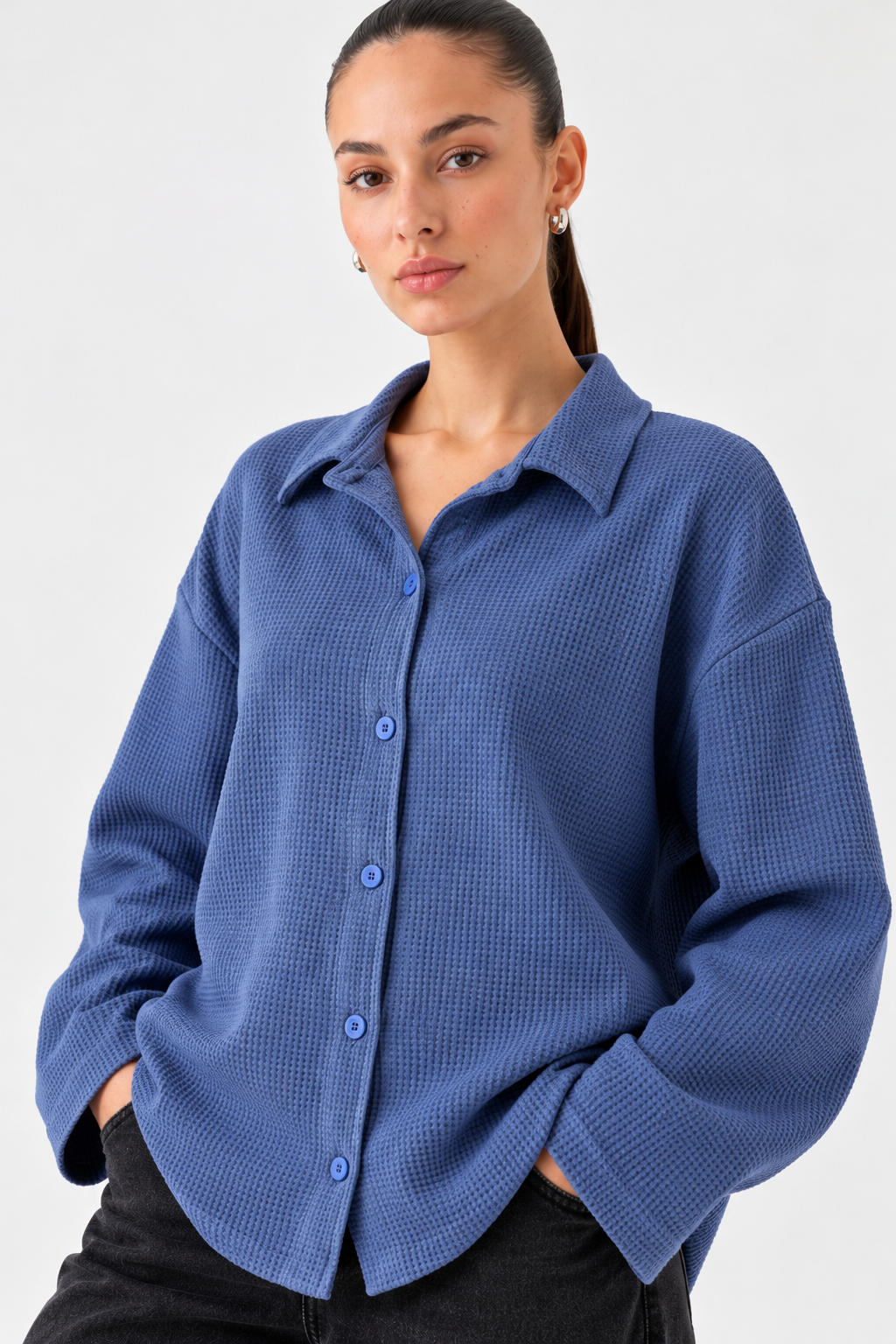 Blue Waffle Button Down