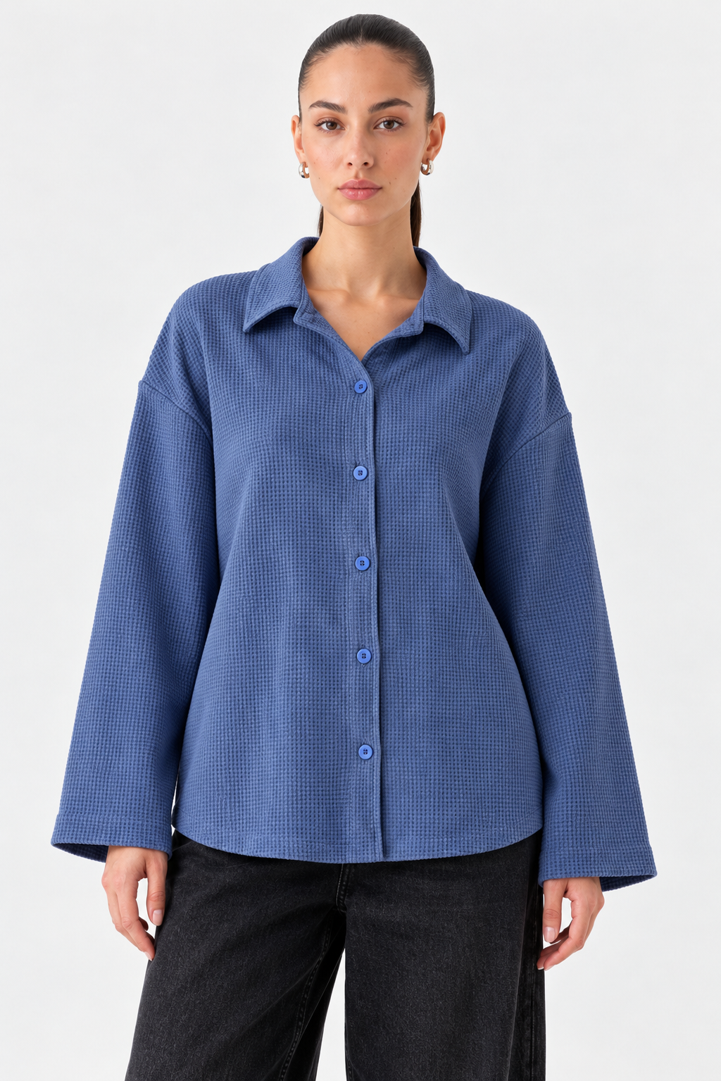 Blue Waffle Button Down