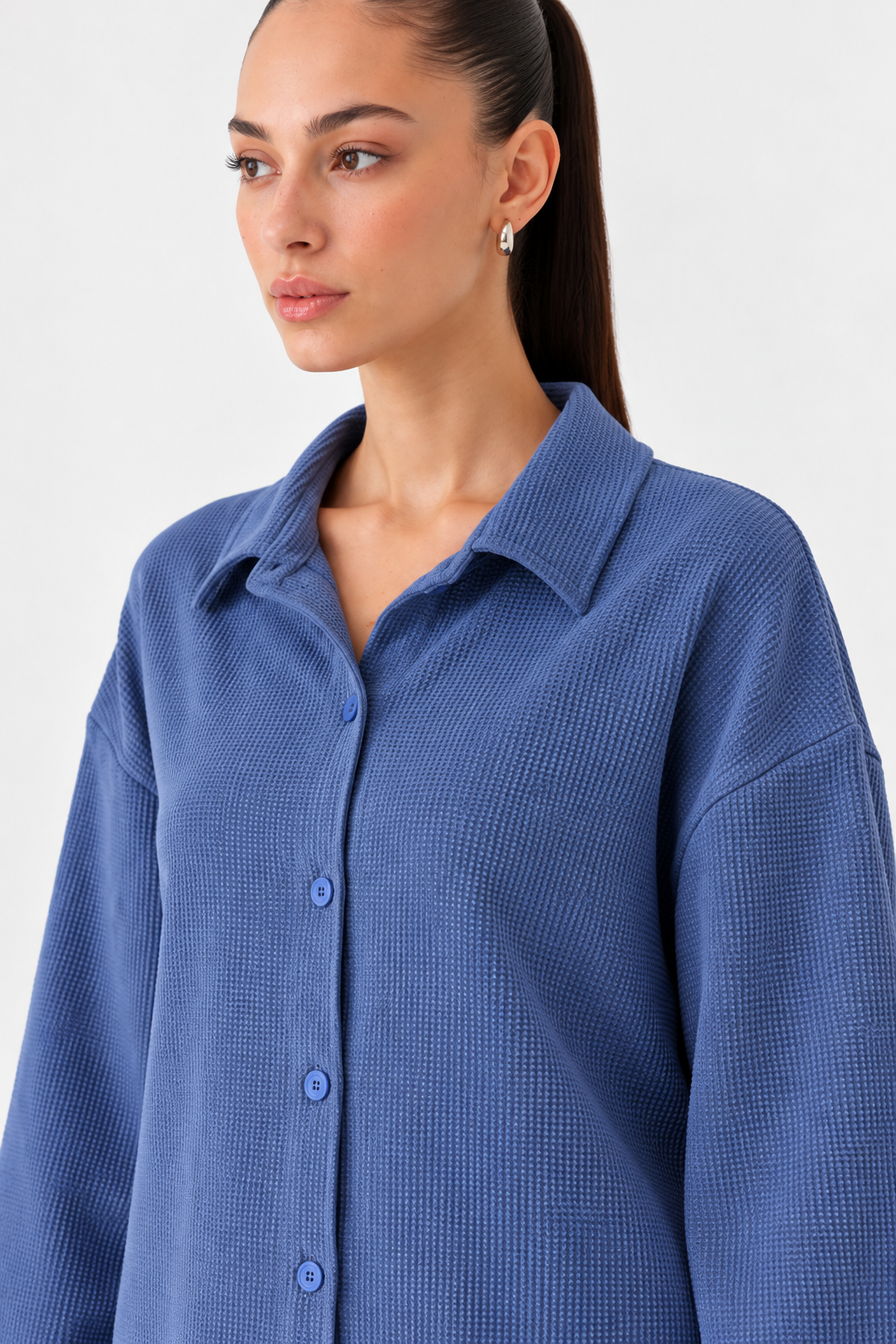 Blue Waffle Button Down