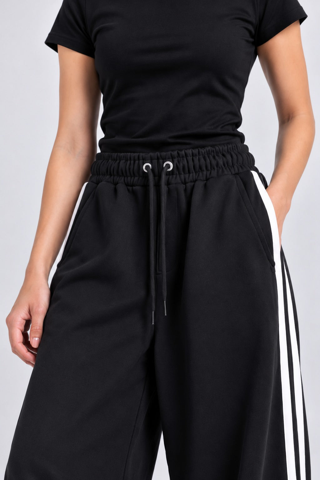 Black Strip Baggy Trouser