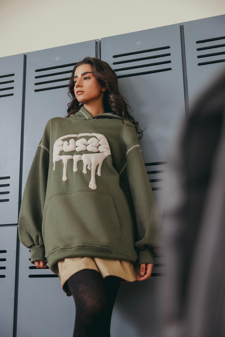 Olive Green Hoodie Top