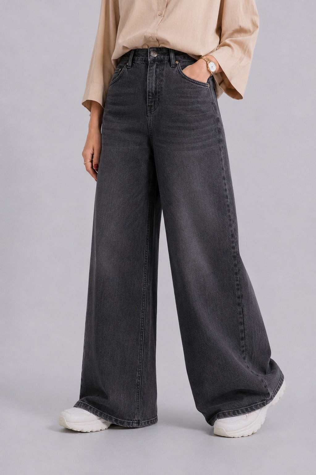 Midnight Grey Wide Leg Jeans