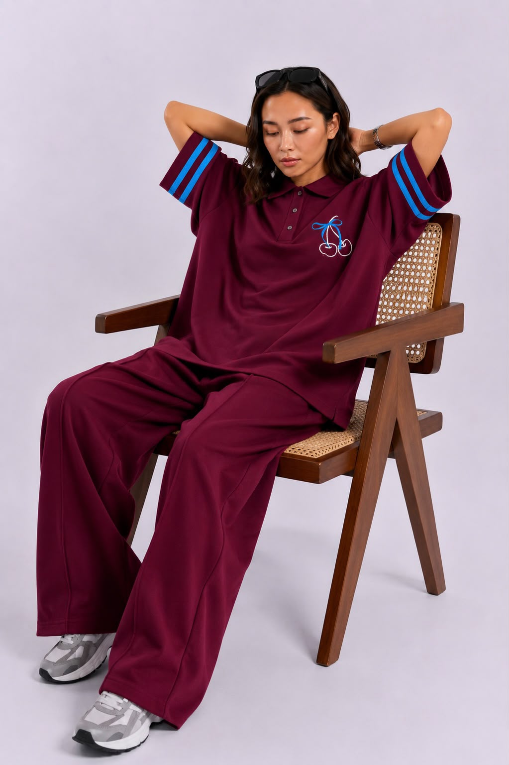 Wine Polo Coord Set