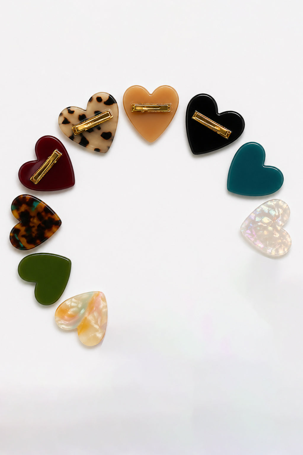 Resin Heart Clips (Pack of 3)