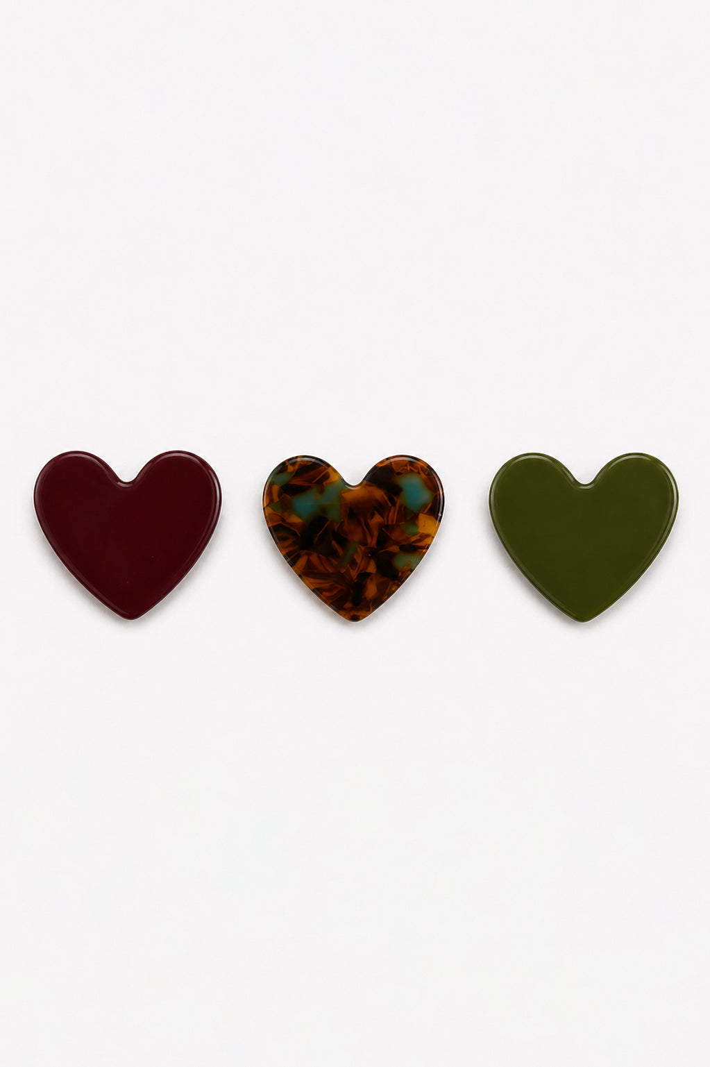 Resin Heart Clips (Pack of 3)