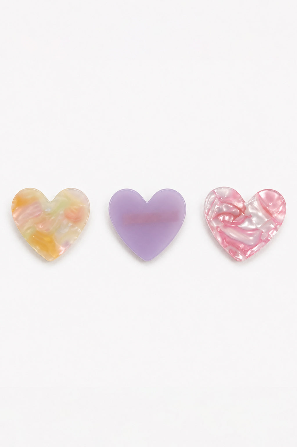 Resin Heart Clips (Pack of 3)