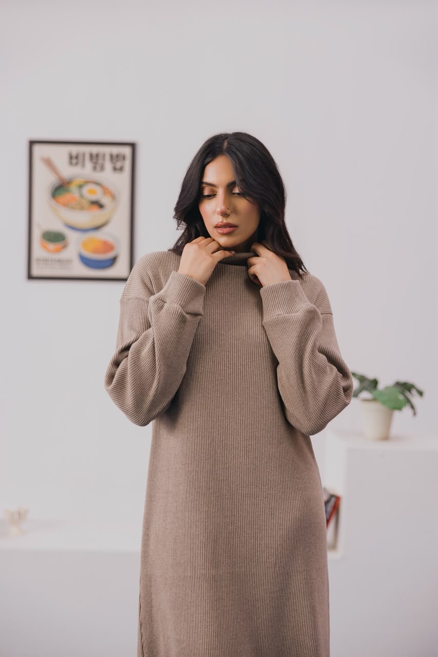 Taupe Ribbed Dres