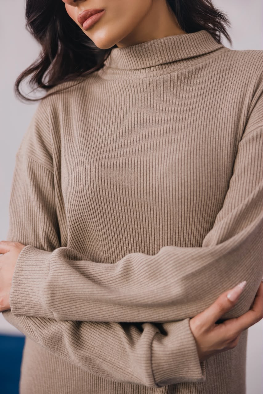 Taupe Ribbed Dres