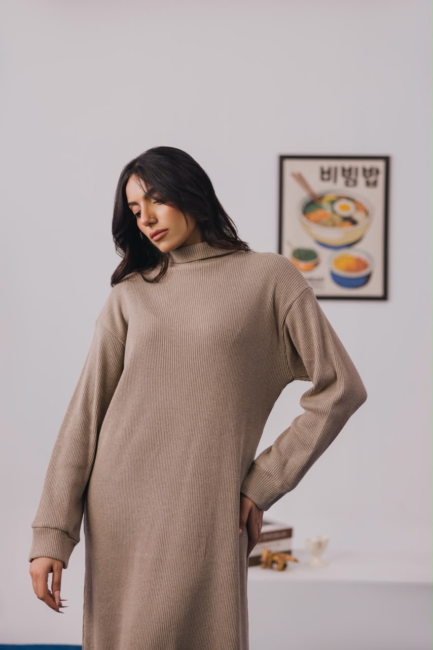 Taupe Ribbed Dres