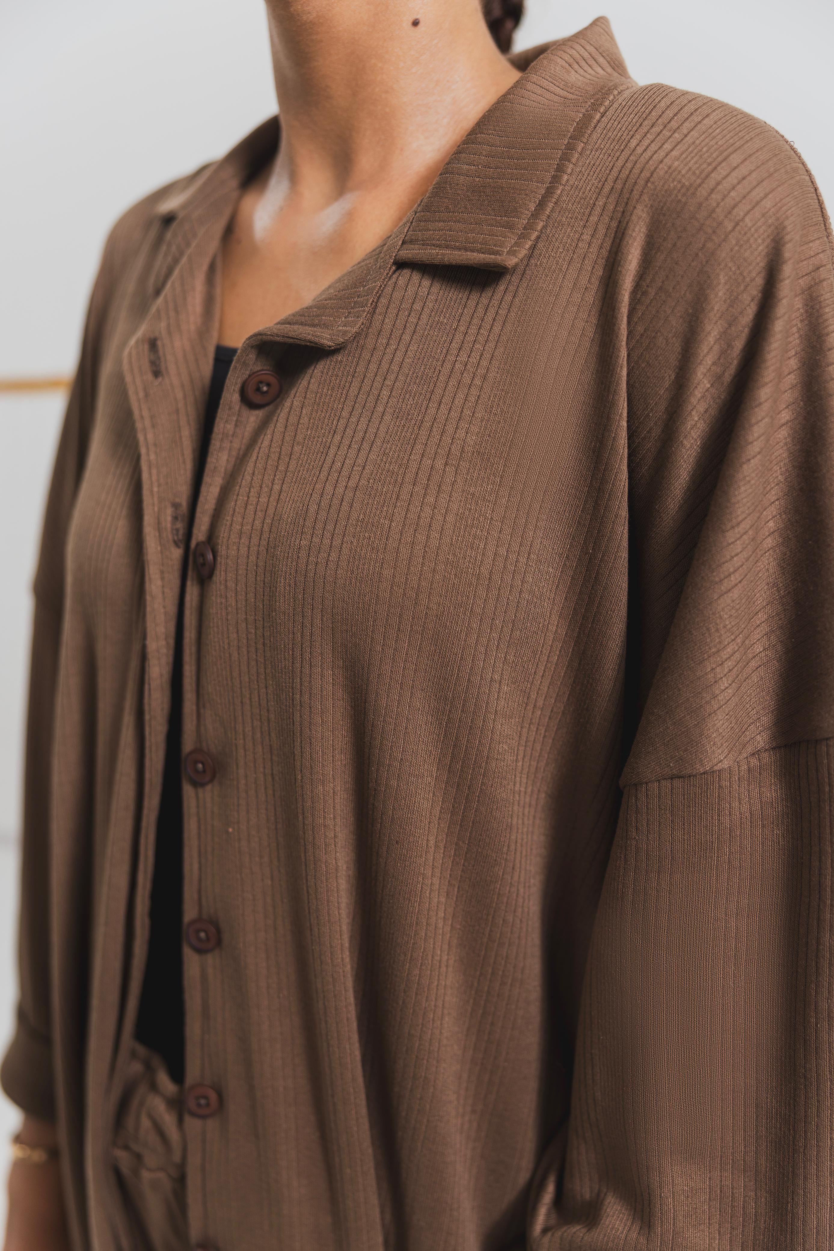 Brown Drop Needle Coord Set