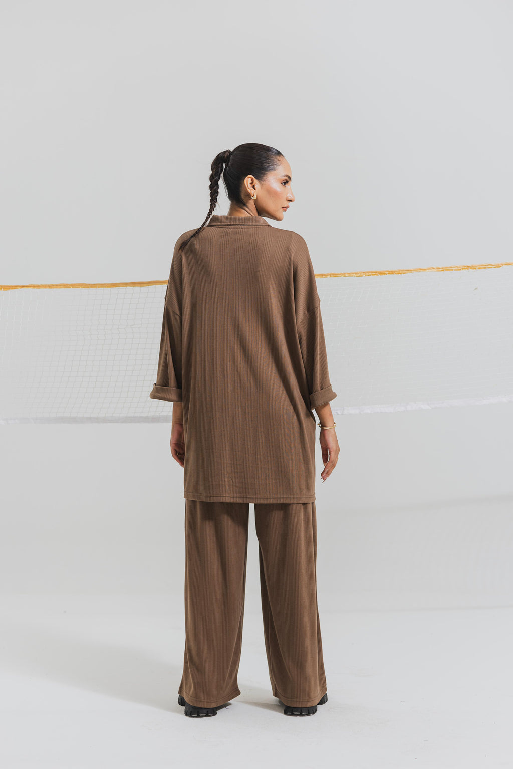 Brown Drop Needle Coord Set