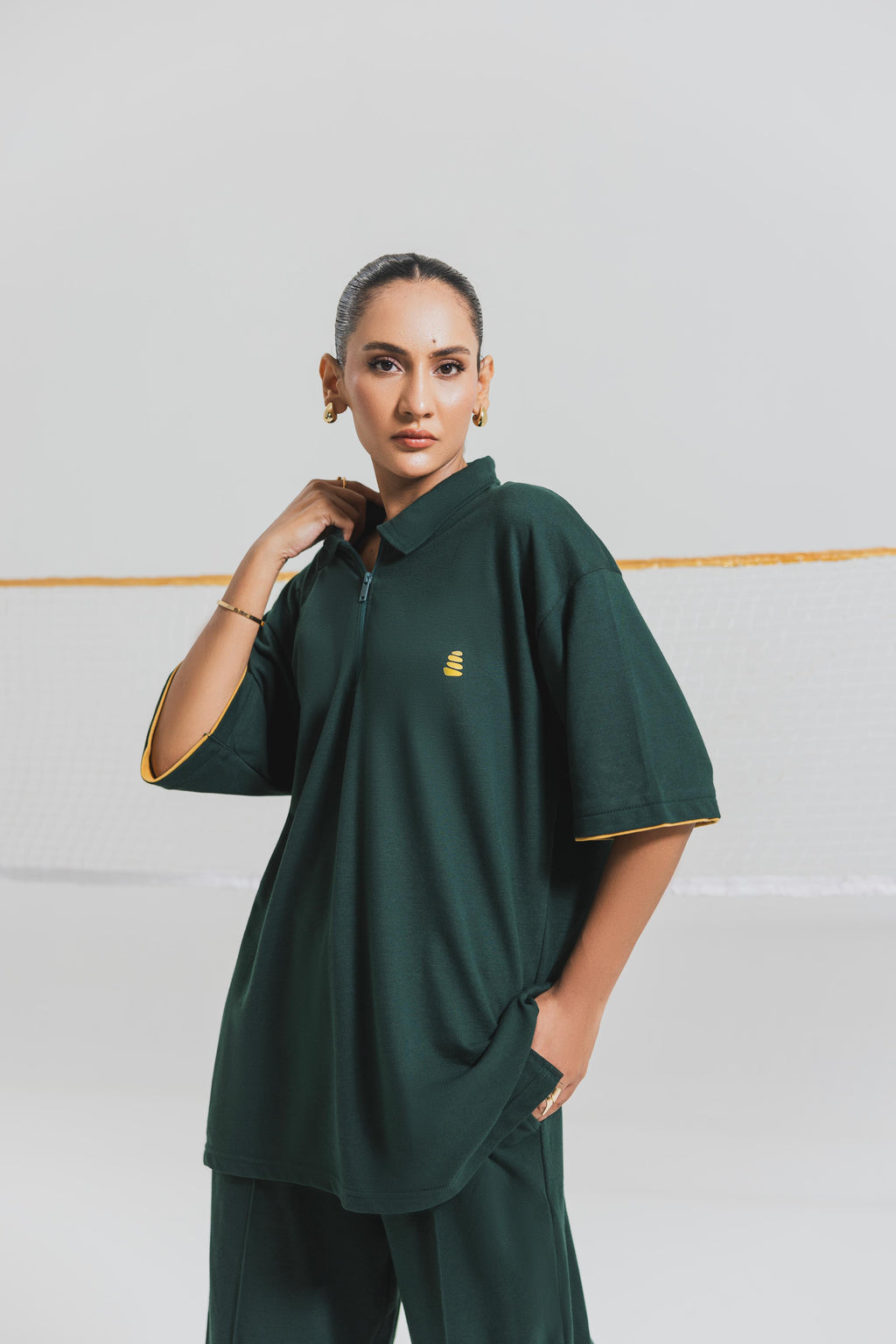 Green Zipper Coord Set