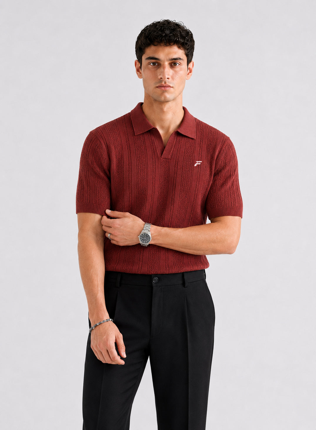 Burnt Maroon Cable Knit Men